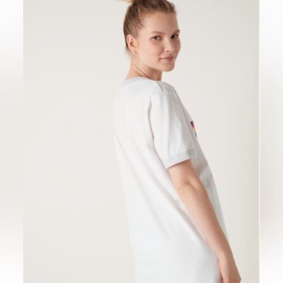 VICTORIA'S SECRET PINK Small Cotton SHORT SLEEVE CAMPUS RINGER T-SHIRT WHITE - Picture 5 of 7